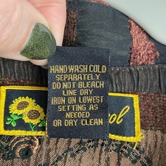 Mirasol Striped Floral Button Down Jacket Women's Medium Brown Black Lined - Picture 12 of 12